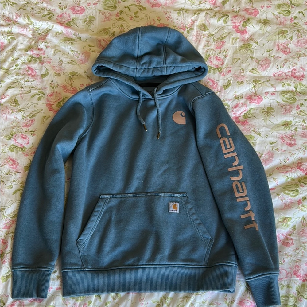 Carhartt Blue Hooded Sweater Heavyweight Cotton
